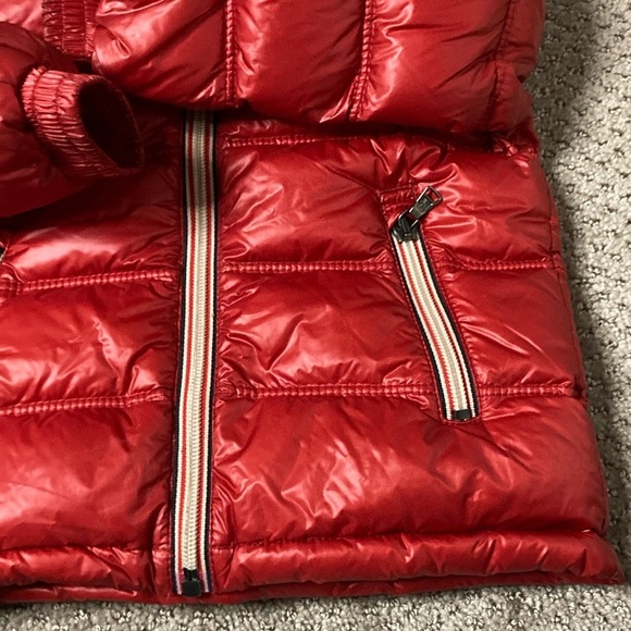 Moncler Red Glossy Puffer Jacket with Hood - Picture 2 of 14